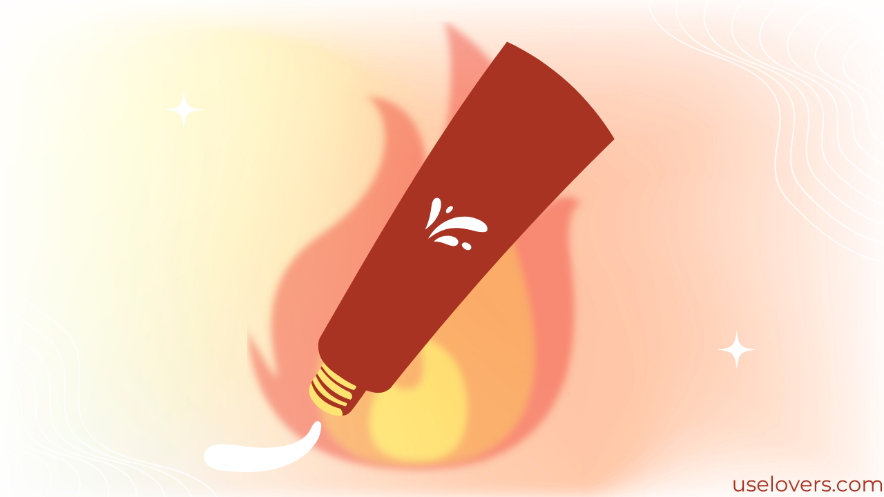 Imagem de um gel com um foguinho atrás representando um gel para sexo oral que esquenta