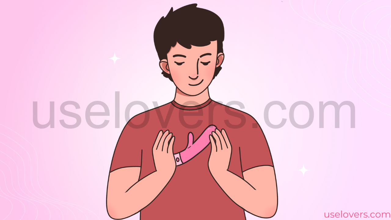 homem segurando um vibrador na mão