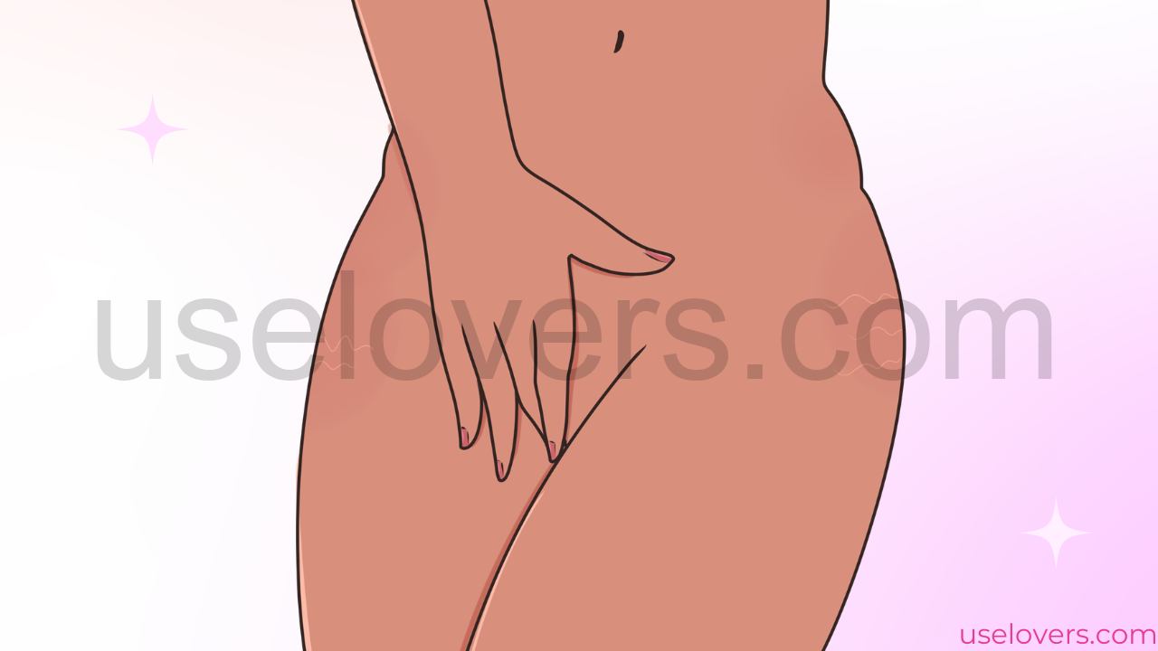 silhueta feminina nua com a mão próxima a vulva