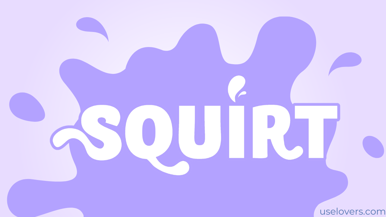 Superfície com uma mancha de líquido com a palavra "squirt" no meio