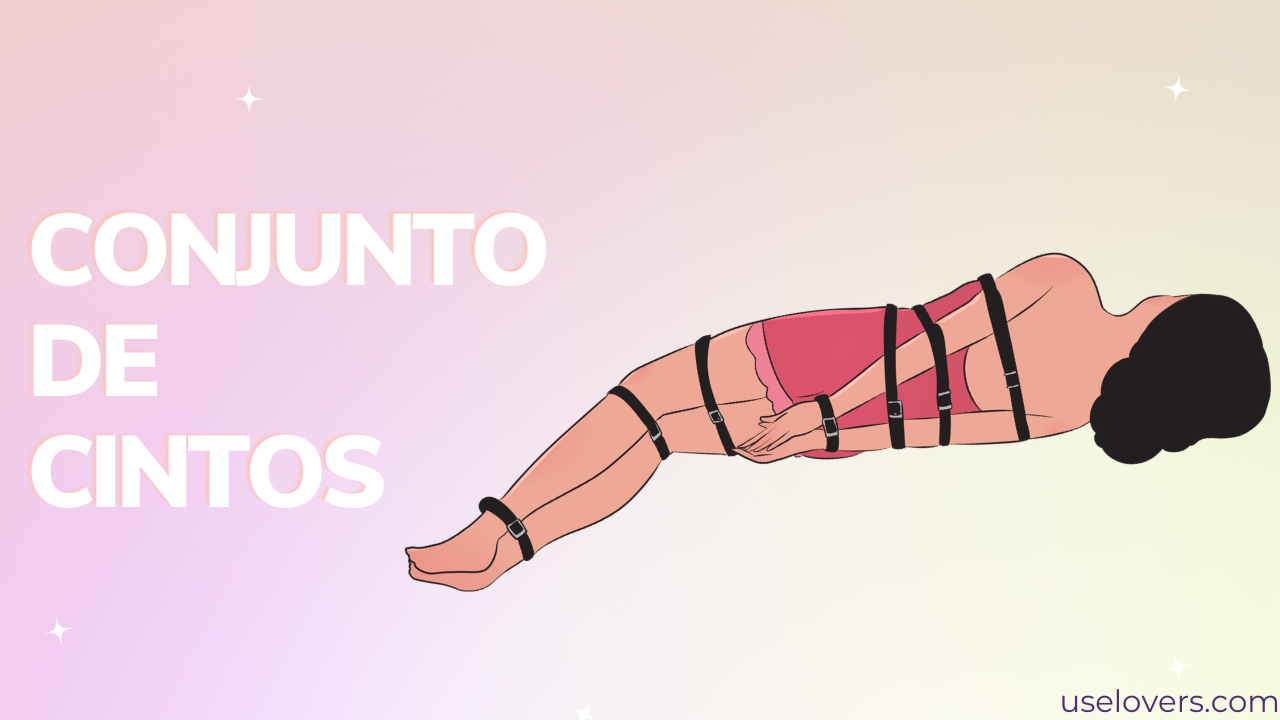 mulher amarrada com diversos cintos