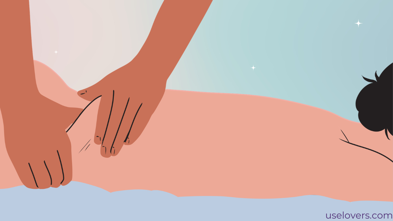 Ilustração de uma pessoa massagenado uma outra pessoa que está de bruços