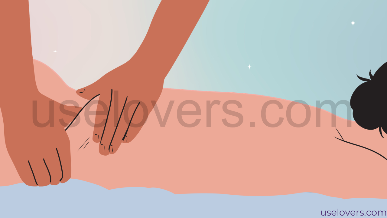 Ilustração de uma pessoa massagenado uma outra pessoa que está de bruços