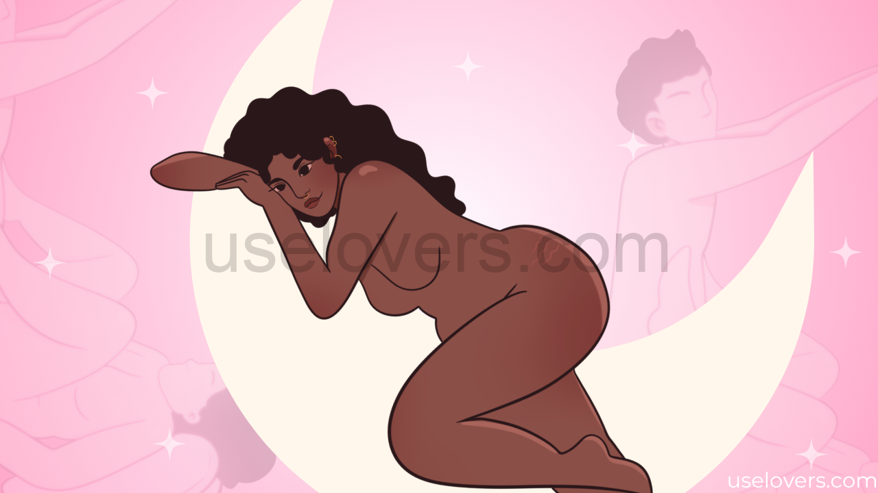 mulher deitada em cima de uma meia lua