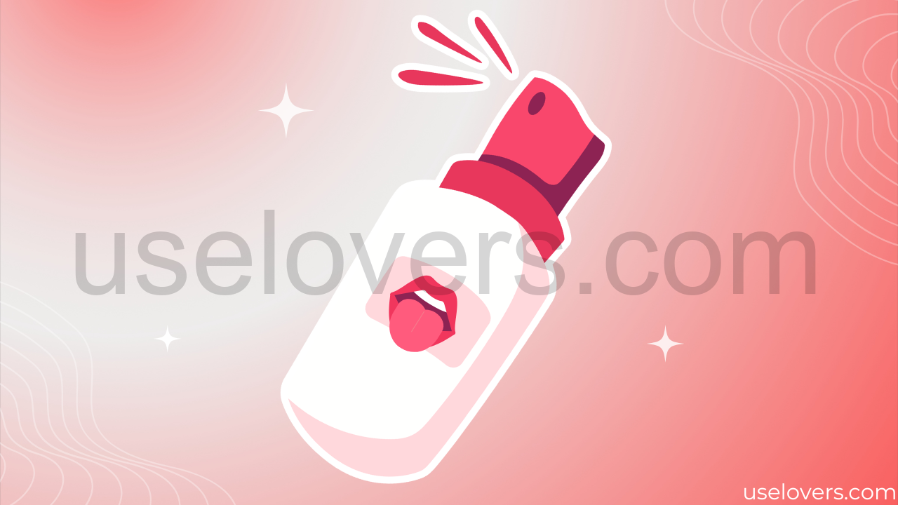 Embalagem spray com um desenho de uma boca para representar spray oral