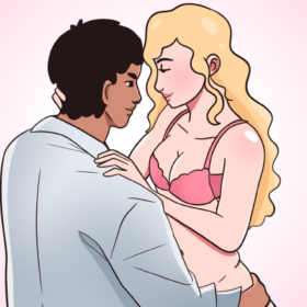 mulher de lingerie abraçando o homem