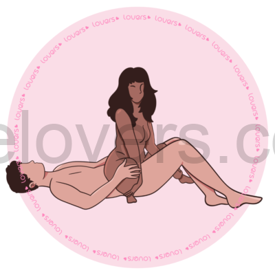 Ilustração da posição sexual Roça Roça com mulher sentada entre as pernas da parceria esfregando a vulva no corpo da outra pessoa para estimular o clitóris